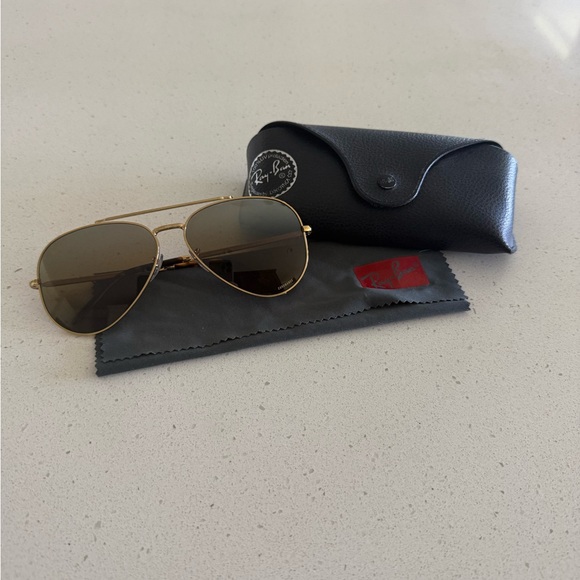Ray-Ban Accessories - Ray Ban Polarized Oversized Aviators, Gold Frames